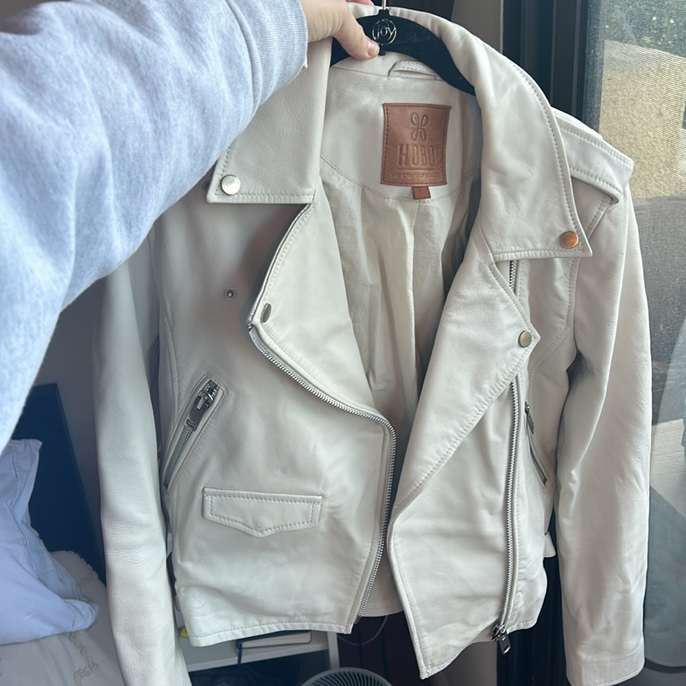 White / off white leather jacket